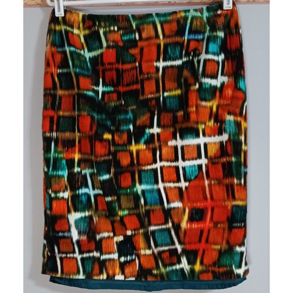 Lafayette 148 8 Tweed Art To Wear Colorful Abrstract Business Event Knee Skirt - Picture 1 of 3